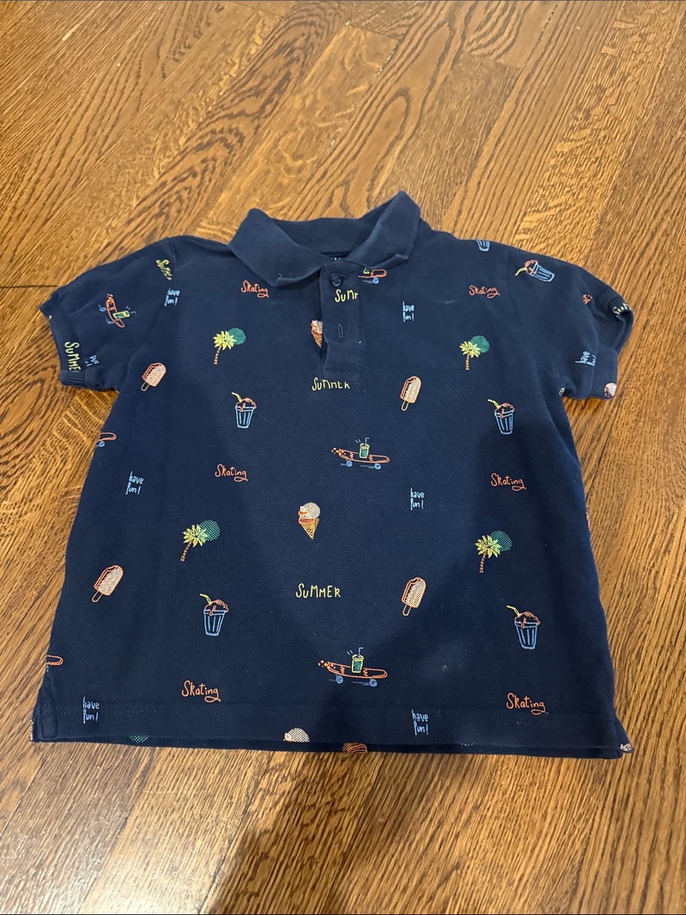 Mayoral Navy Polo with Colorful Summer Motifs